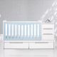 Babybett / Kinderbett Combi Design (umbaubar)-Babyblau-Silber-2 Unterbettschubladen