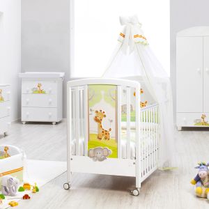 Gina Babybett weiß mit Giraffenmotiv